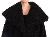 Elegant Black Fur Cape Trench Coat