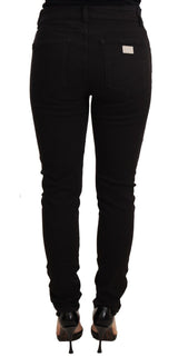 Elegantes jeans flacos negros de ajuste delgado