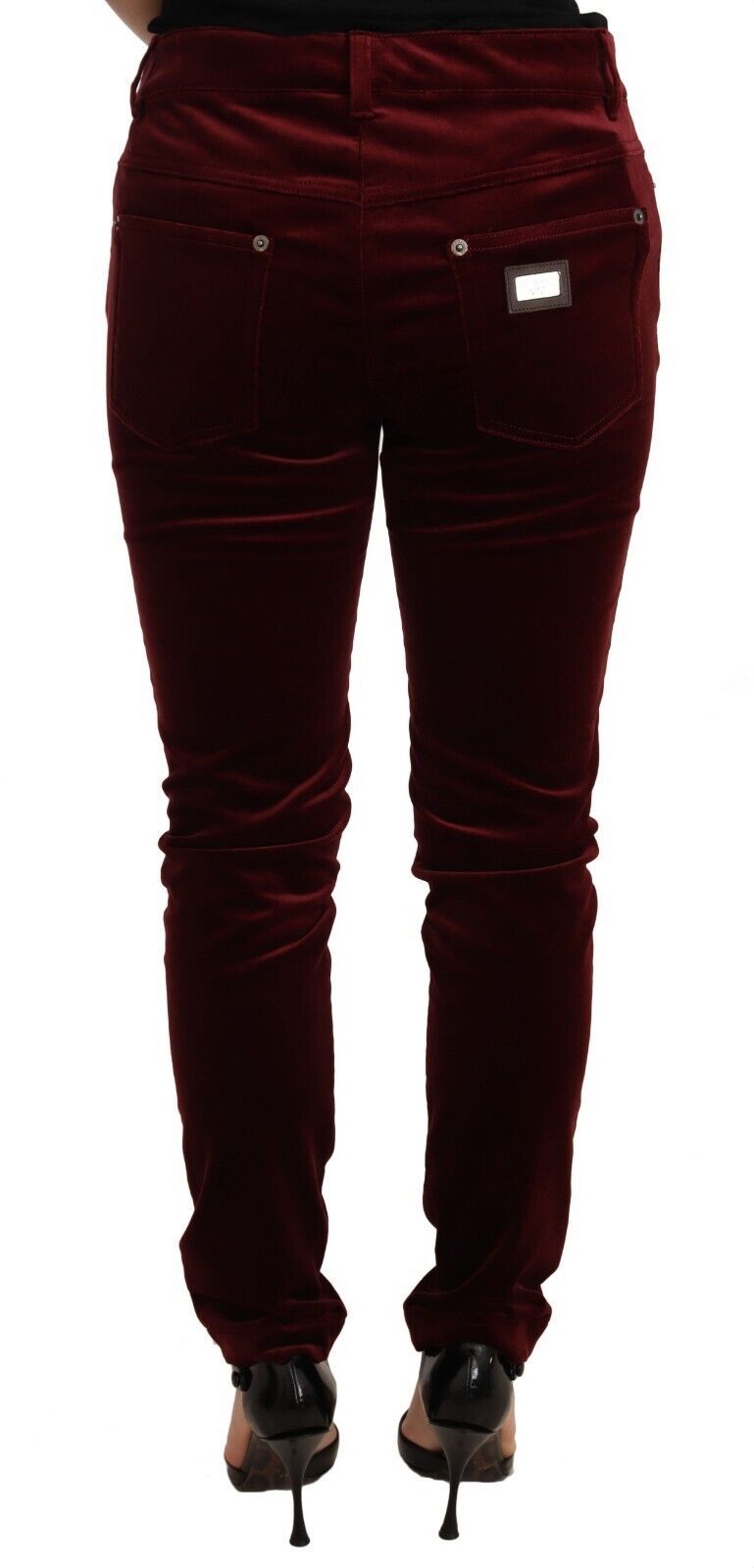 Elegantes pantalones de terciopelo rojo