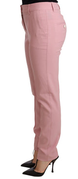 Eleganti pantaloni di lana conici rosa