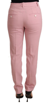 Eleganti pantaloni di lana conici rosa