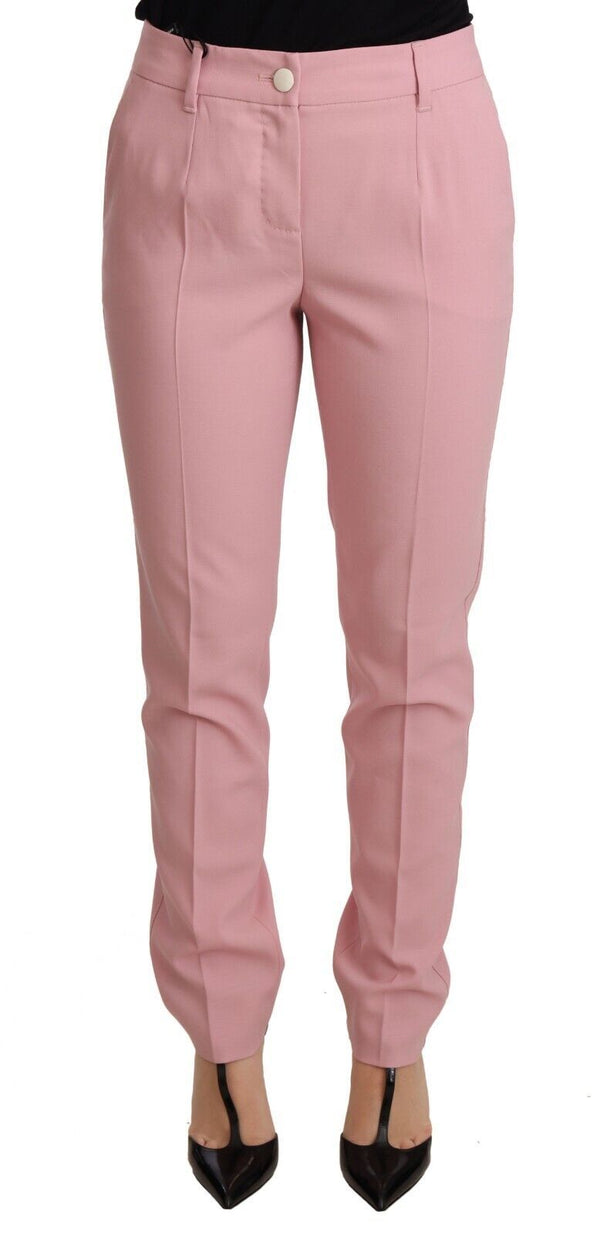 Eleganti pantaloni di lana conici rosa