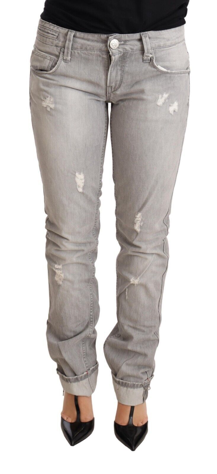 Chic Slim Fit Tattered Grey Wash Jeans