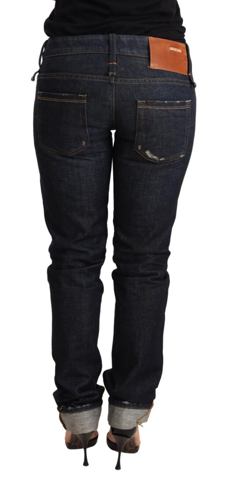 Jean bleu foncé élégant taille basse skinny