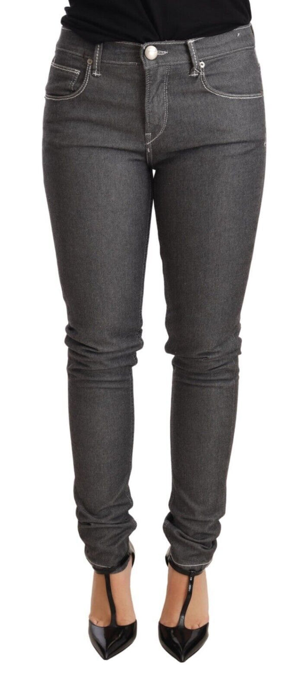 Jean skinny élégant gris de taille moyenne