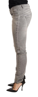 Chic Grey gewaschene schlanke Fit -Baumwolljeans