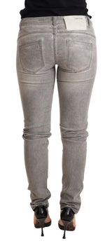 Chic Grey gewaschene schlanke Fit -Baumwolljeans