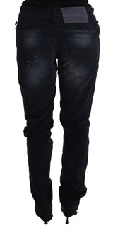 Élégant denim slim bleu foncé