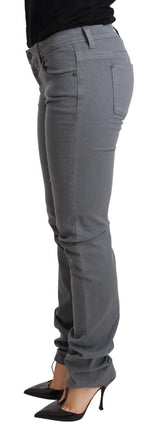 Jeans ajustados de cintura baja gris elegante