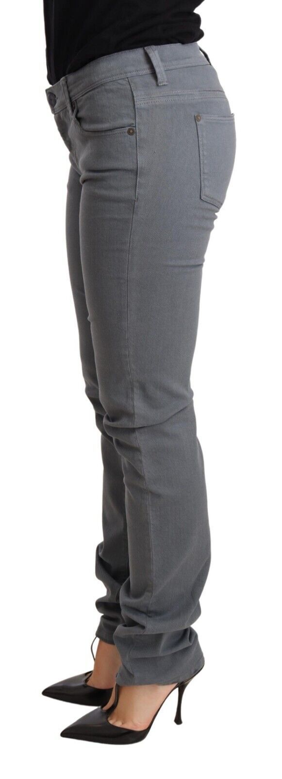 Jeans ajustados de cintura baja gris elegante