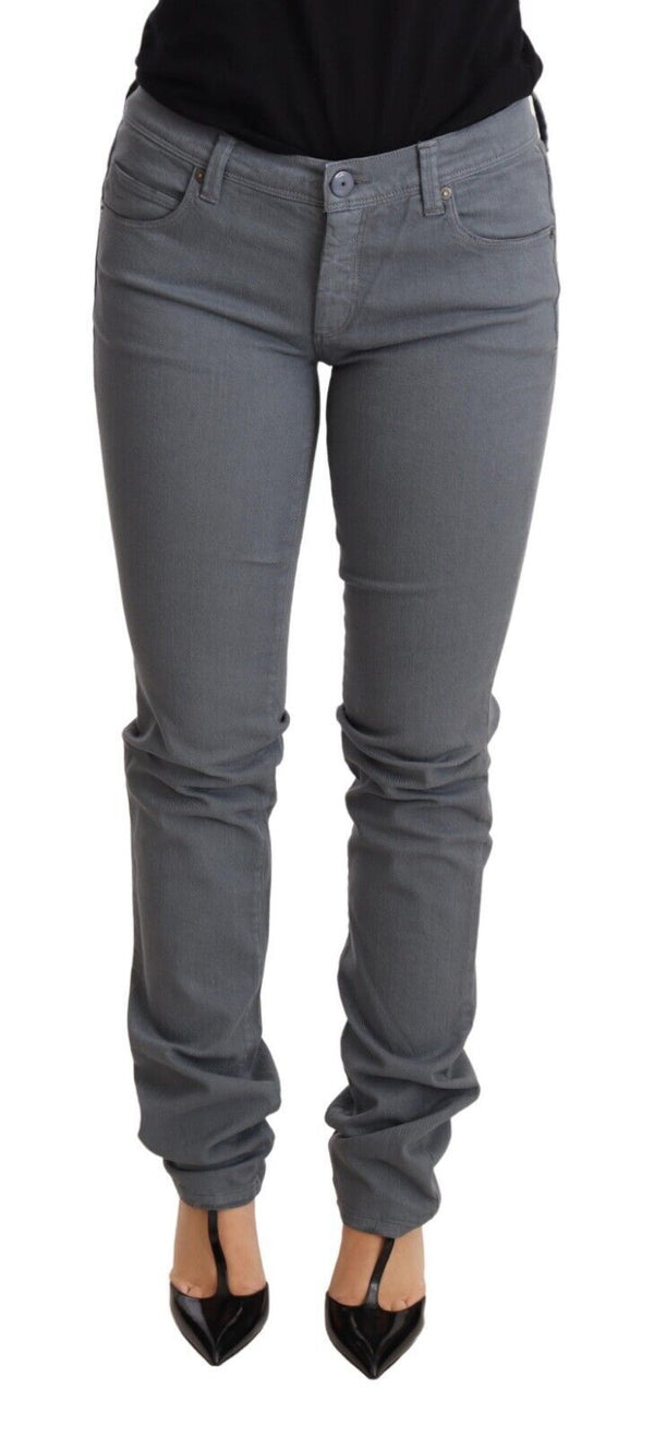 Jeans ajustados de cintura baja gris elegante