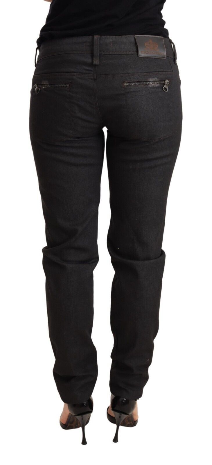 Jean skinny à taille basse noire chic