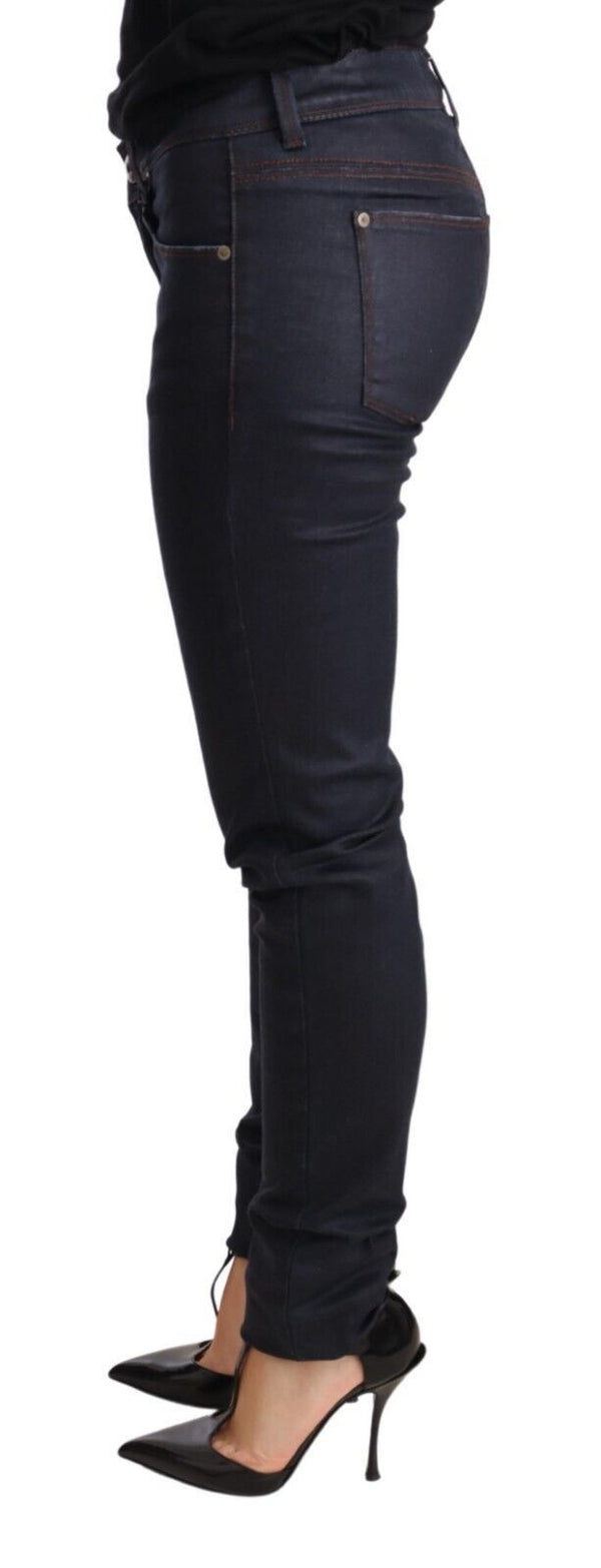 Schick dunkelblaue niedrige Taille Skinny Jeans