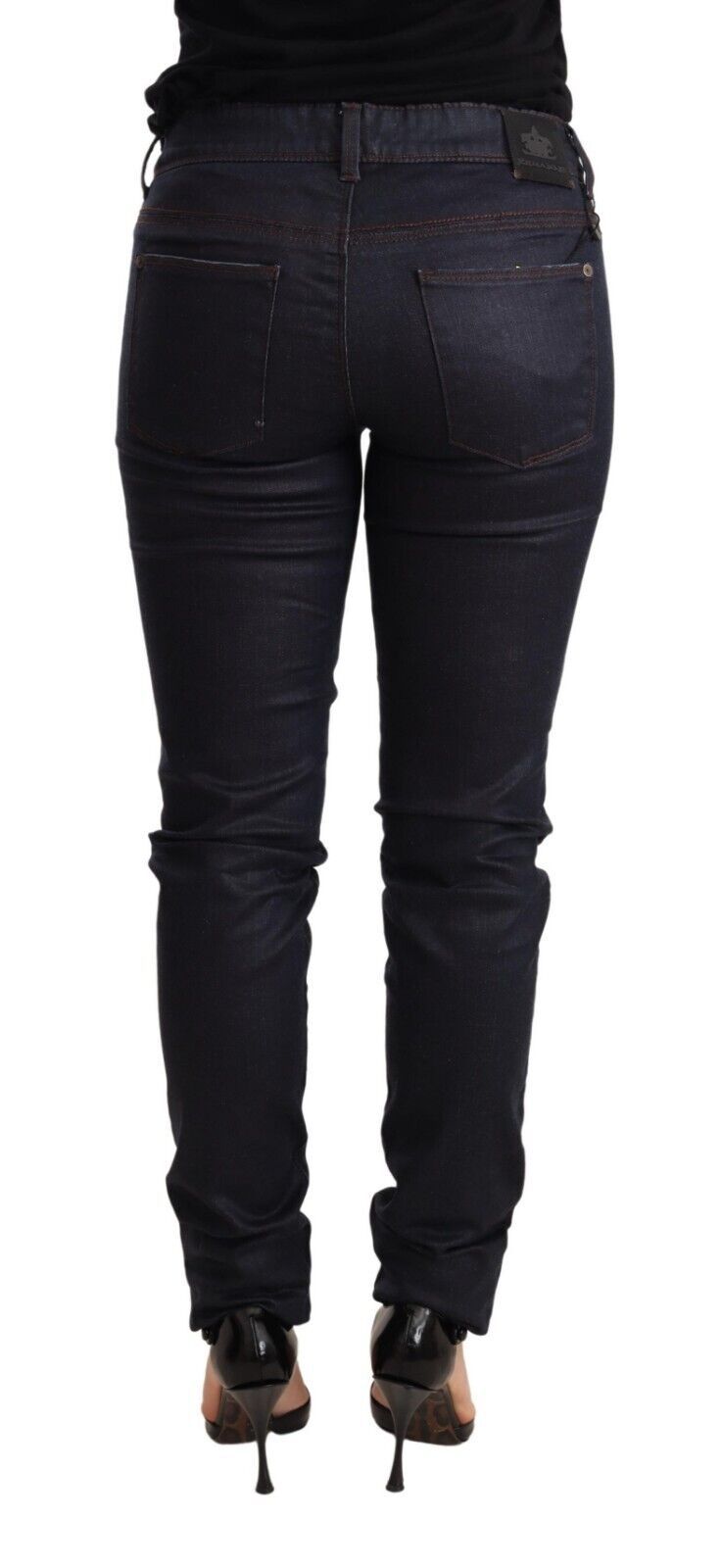 Jean skinny à taille basse bleu foncé chic