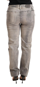 Chic Grey gewaschene niedrige Taillen -Röhrenjeans