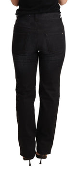 Chic Black gewaschen gerade geschnittene Jeans