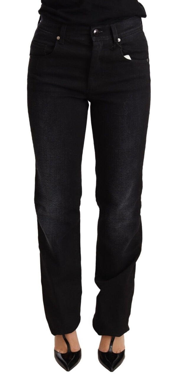 Chic Black gewaschen gerade geschnittene Jeans