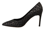 Eleganti tacchi in pelle stampe per leopardo nero