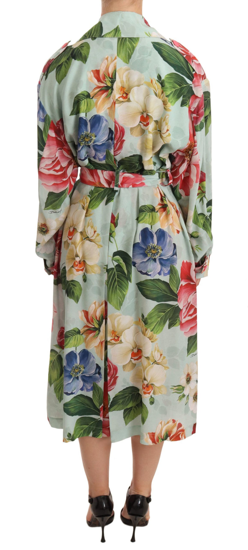 Elegante gabardina de seda floral