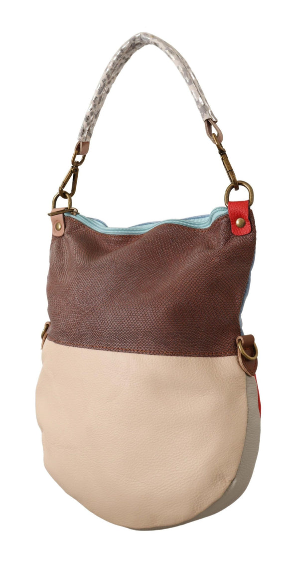 Chic Multicolor Leather Tote με χρυσές πινελιές