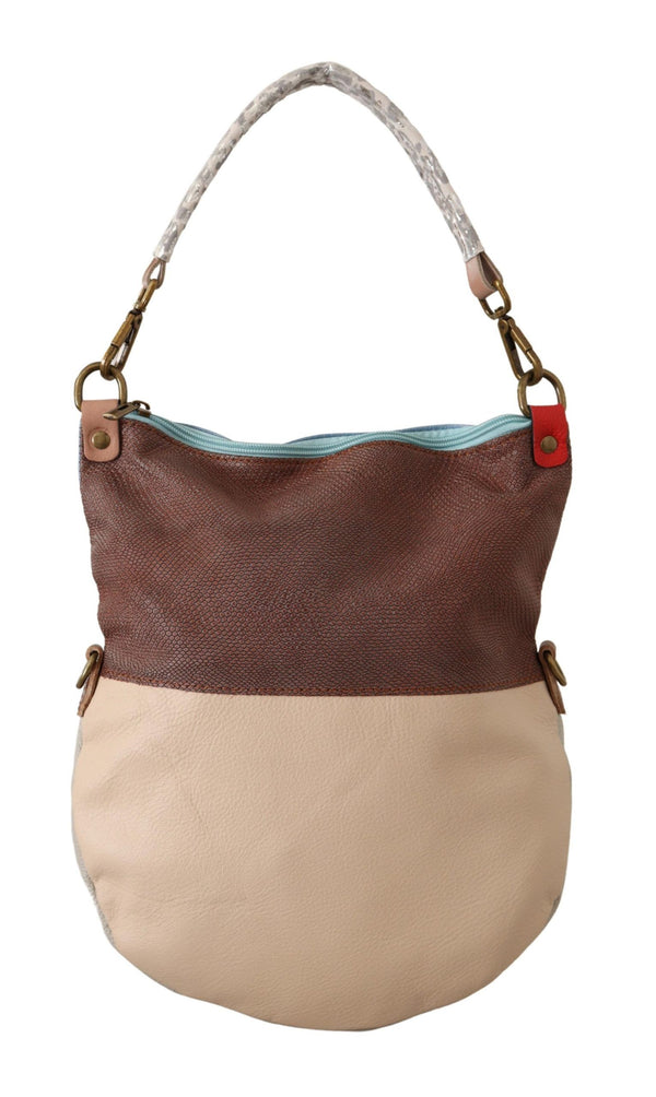 Chic Multicolor Leather Tote με χρυσές πινελιές