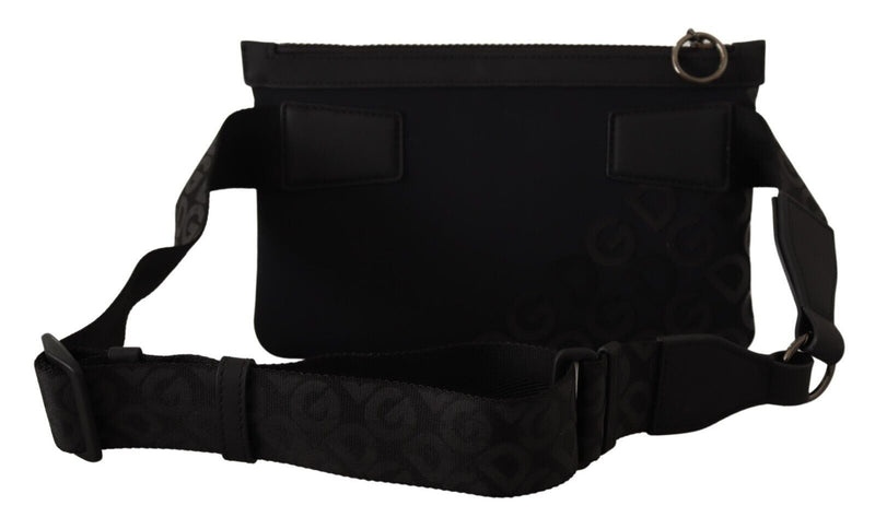 Elegante monograma negro neopreno Fanny Pack