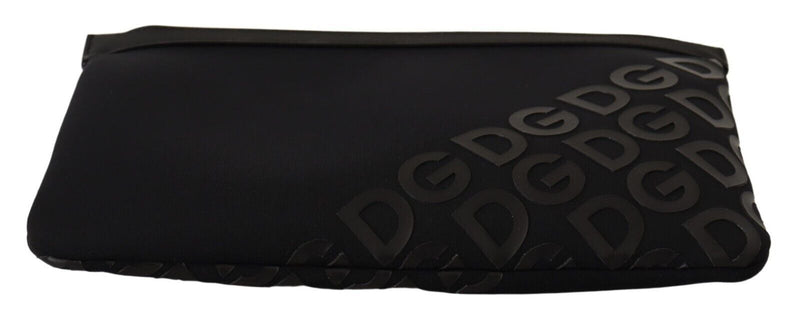 Elegante monograma negro neopreno Fanny Pack