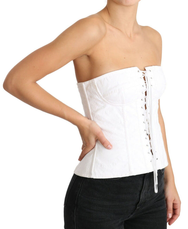 Elegante corsetto senza spalline bianco