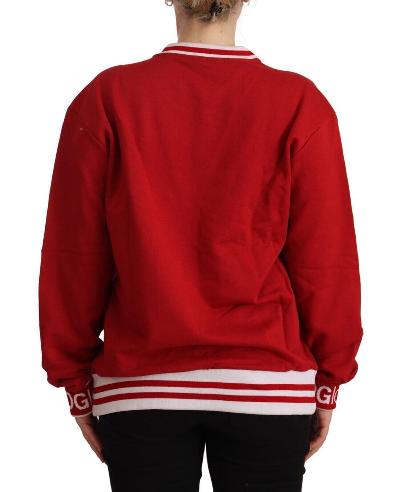 Elegante pullover a equipaggiamento rosso con motivo floreale