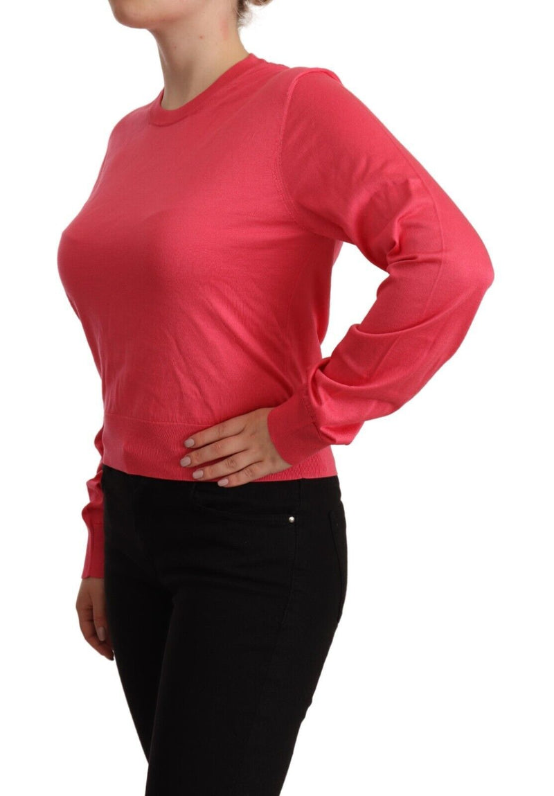 Eleganter rosa Seiden -Crewneck -Pullover