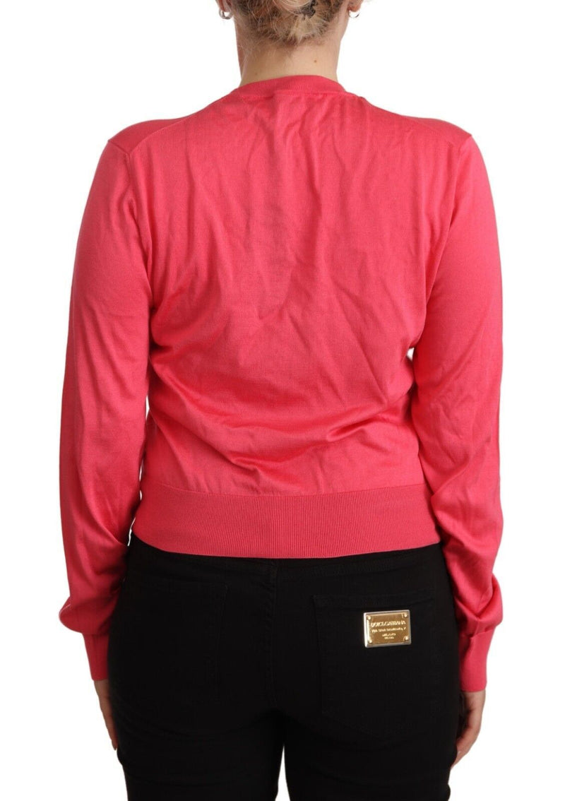 Eleganter rosa Seiden -Crewneck -Pullover