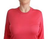 Elegante maglione di sella rosa in seta