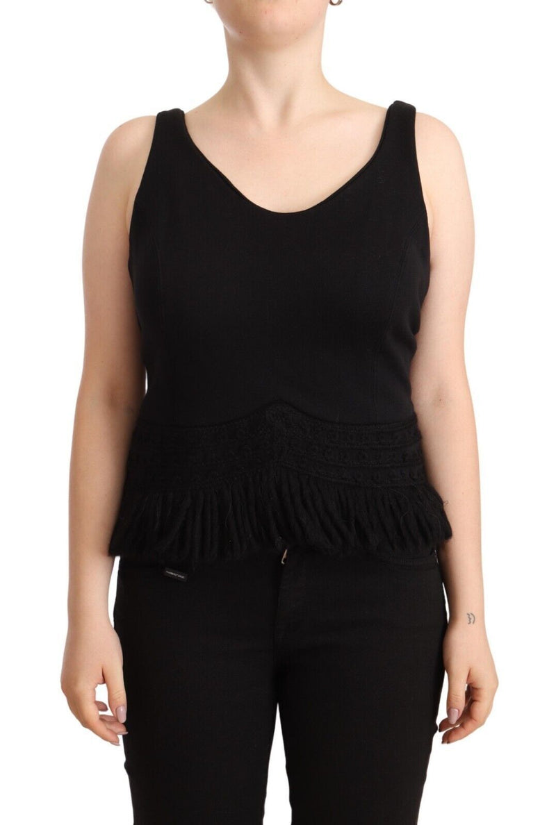 Chic ärmellose Designer -Tanktop in Schwarz