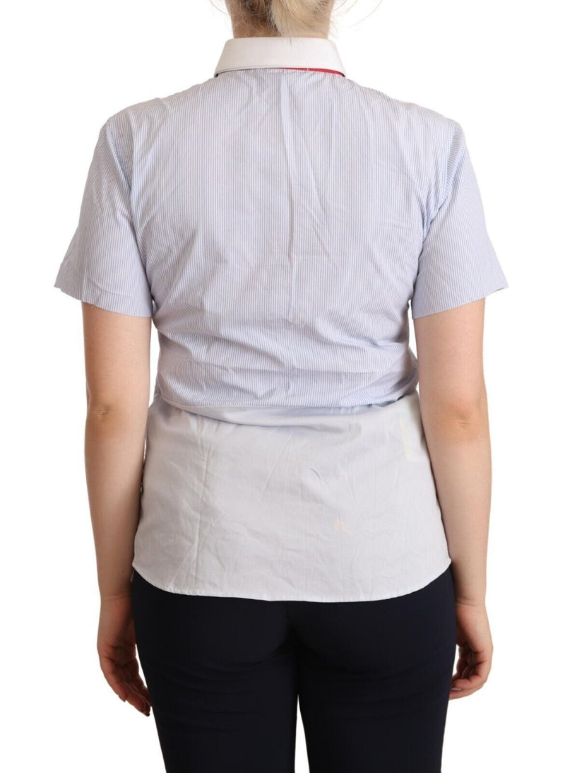 Chic Light Blue Polished Cotton Polo Top