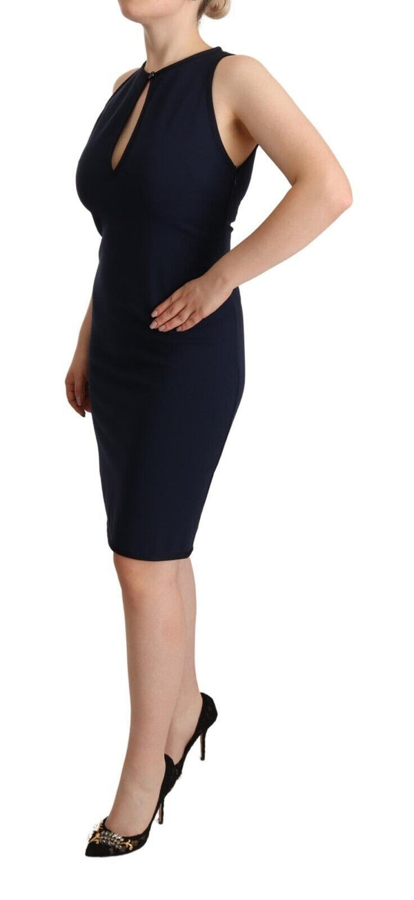 Ärmellose navy knielange Scheidekleid