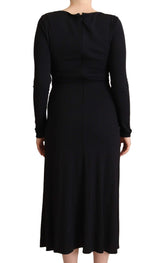 Elegante vestito maxi in nylon nero