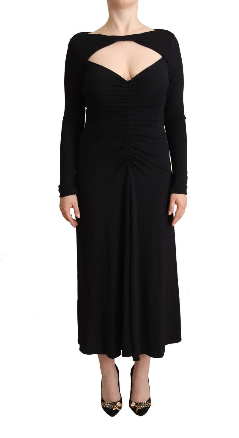 Elegante vestito maxi in nylon nero