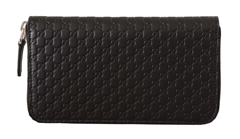 Elegant Black Leather Zip-Around Wallet