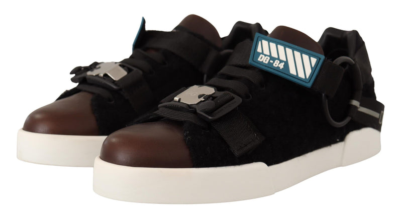 Shearling-Trimmed Leather Sneakers