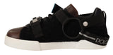 Sneaker in pelle rifinita da shearling