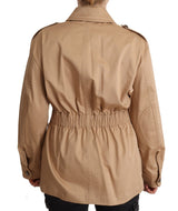 Chic beige botton down cappotto con abbellimenti