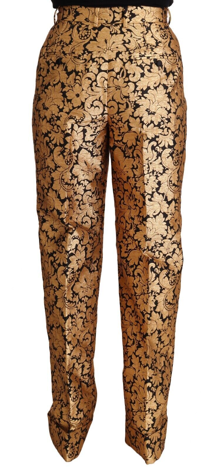 Elegantes pantalones de cintura floral Jacquard