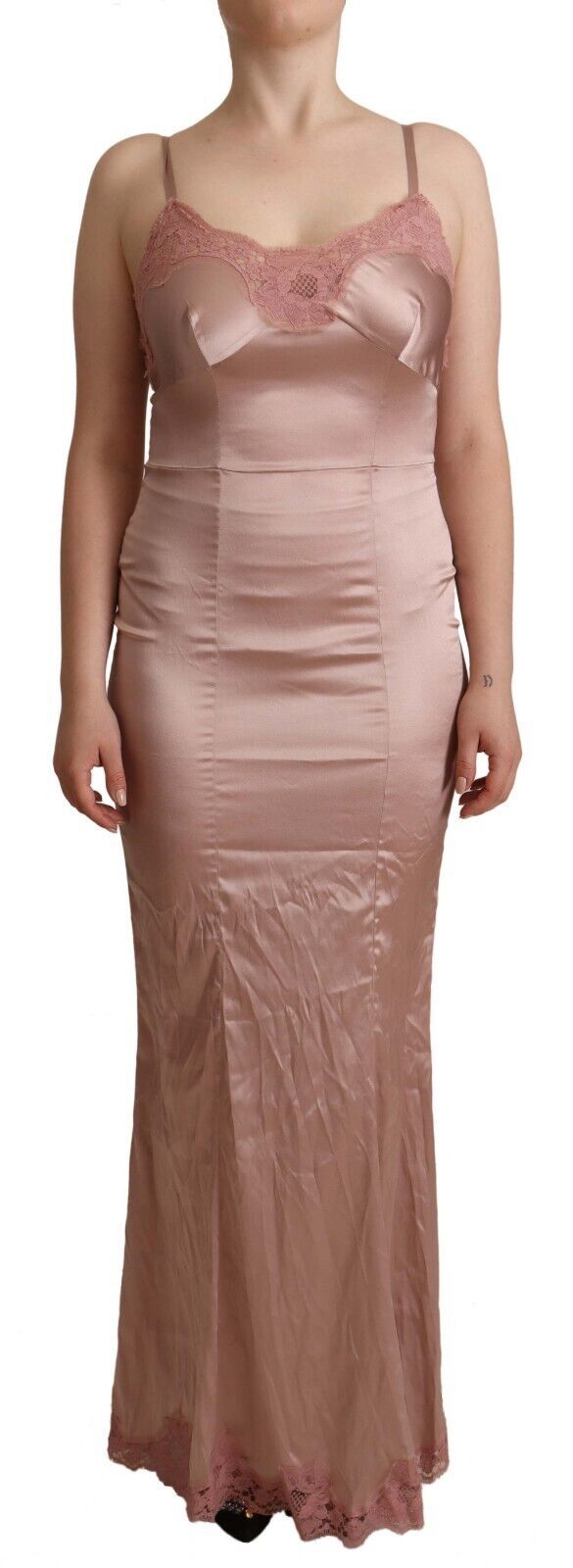 Eleganter rosa Spitze Maxi Bodycon Kleid