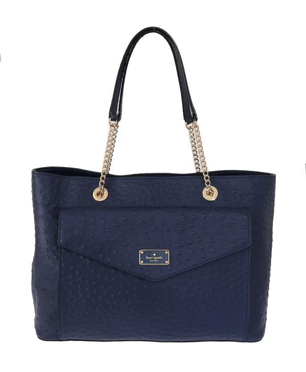 Elegante Strauß -Lederhandtasche in Blau