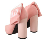 Botas de tobillo de gamuza rosa elegantes con calcetines logo