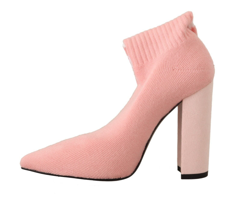 Chic Pink Wildleder -Knöchelstiefel mit Logo -Socken