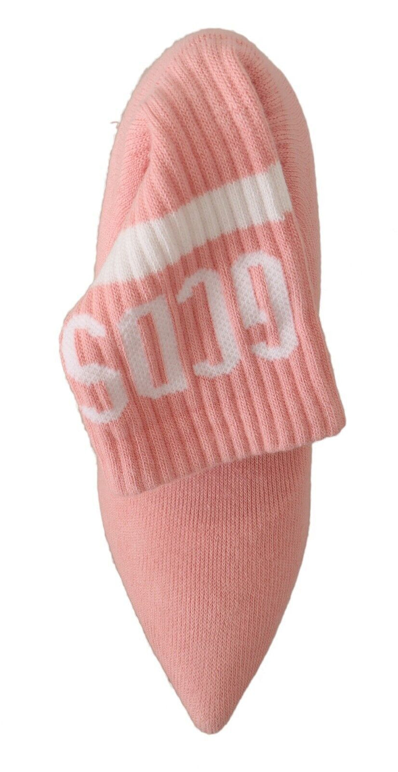 Chic Pink Wildleder -Knöchelstiefel mit Logo -Socken