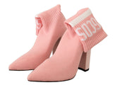 Bottes de cheville en daim rose chic avec chaussettes de logo