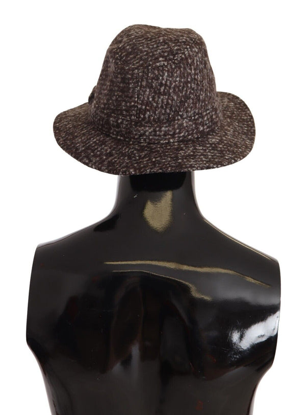 Elegante cappello a bordo in tweed grigio