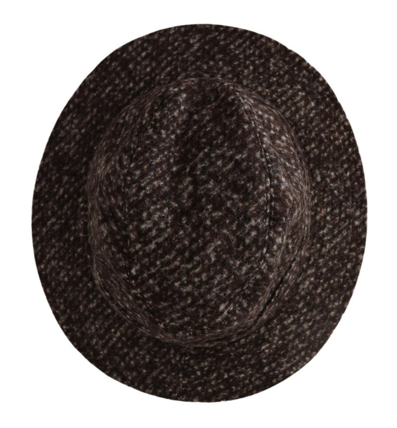 Elegante cappello a bordo in tweed grigio